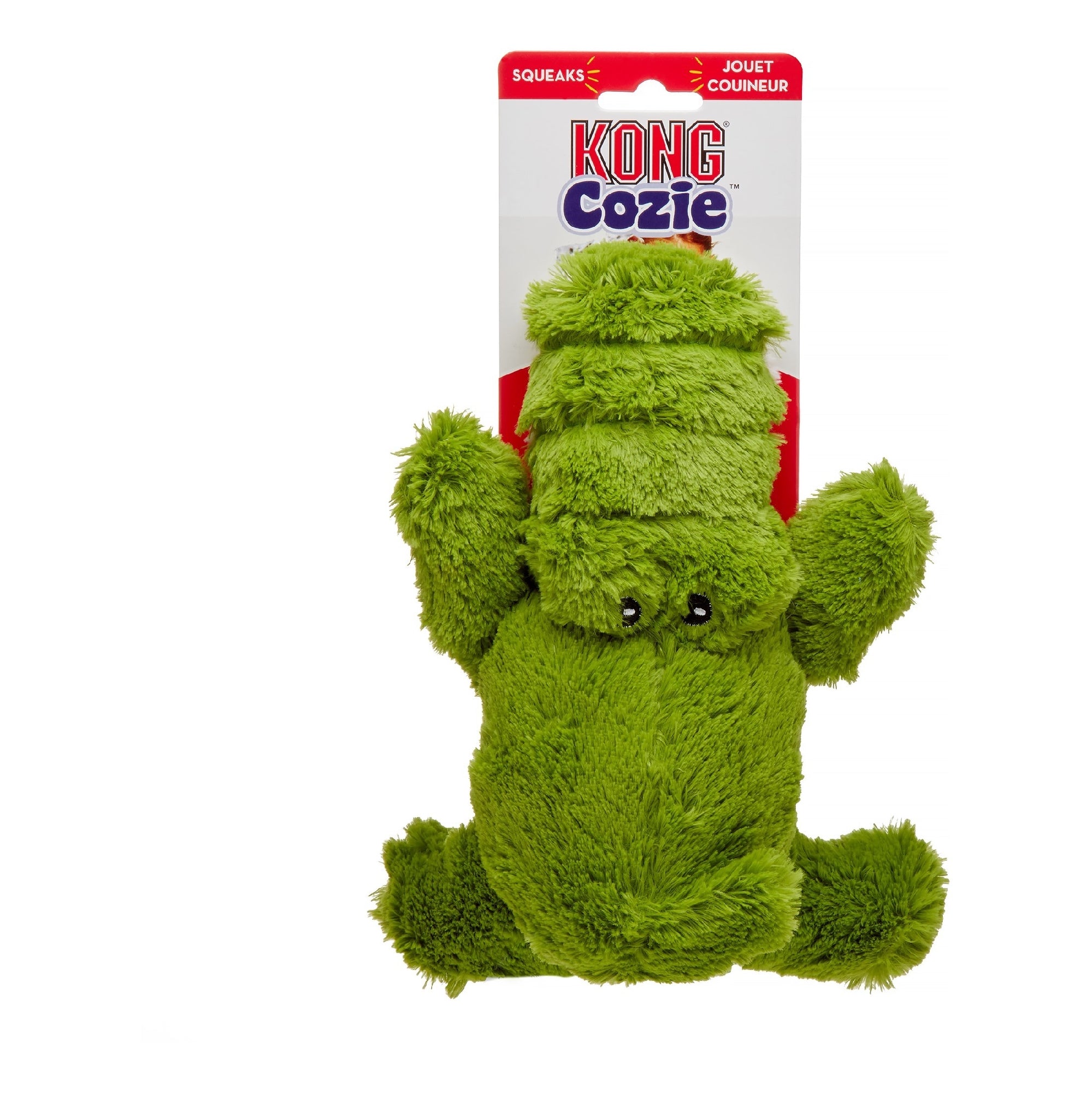 KONG Cozie Ali the Alligator Dog Toy Medium Green Fins Fangs Feathers Fur