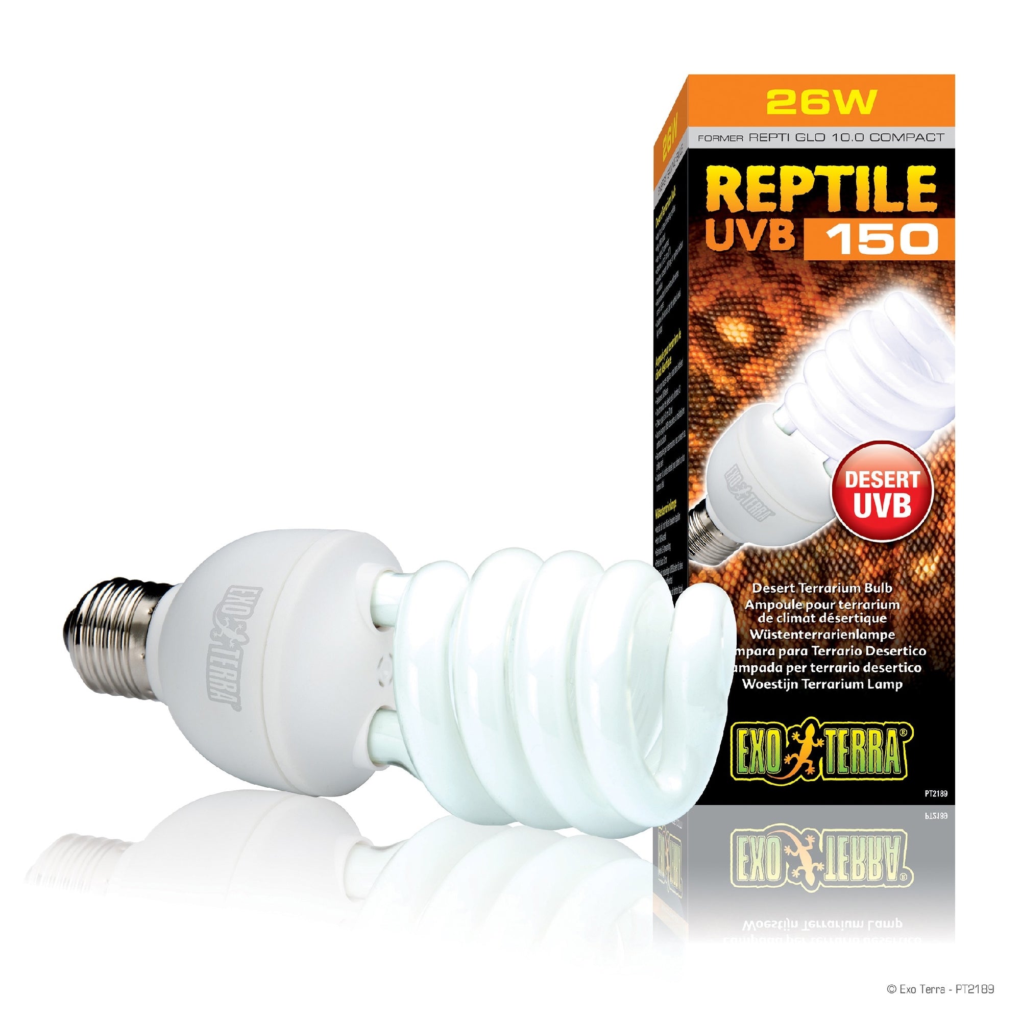 Exo Terra Repti-Glo 10.0 Compact Fluorescent Desert Terrarium Lamp  26-Watt