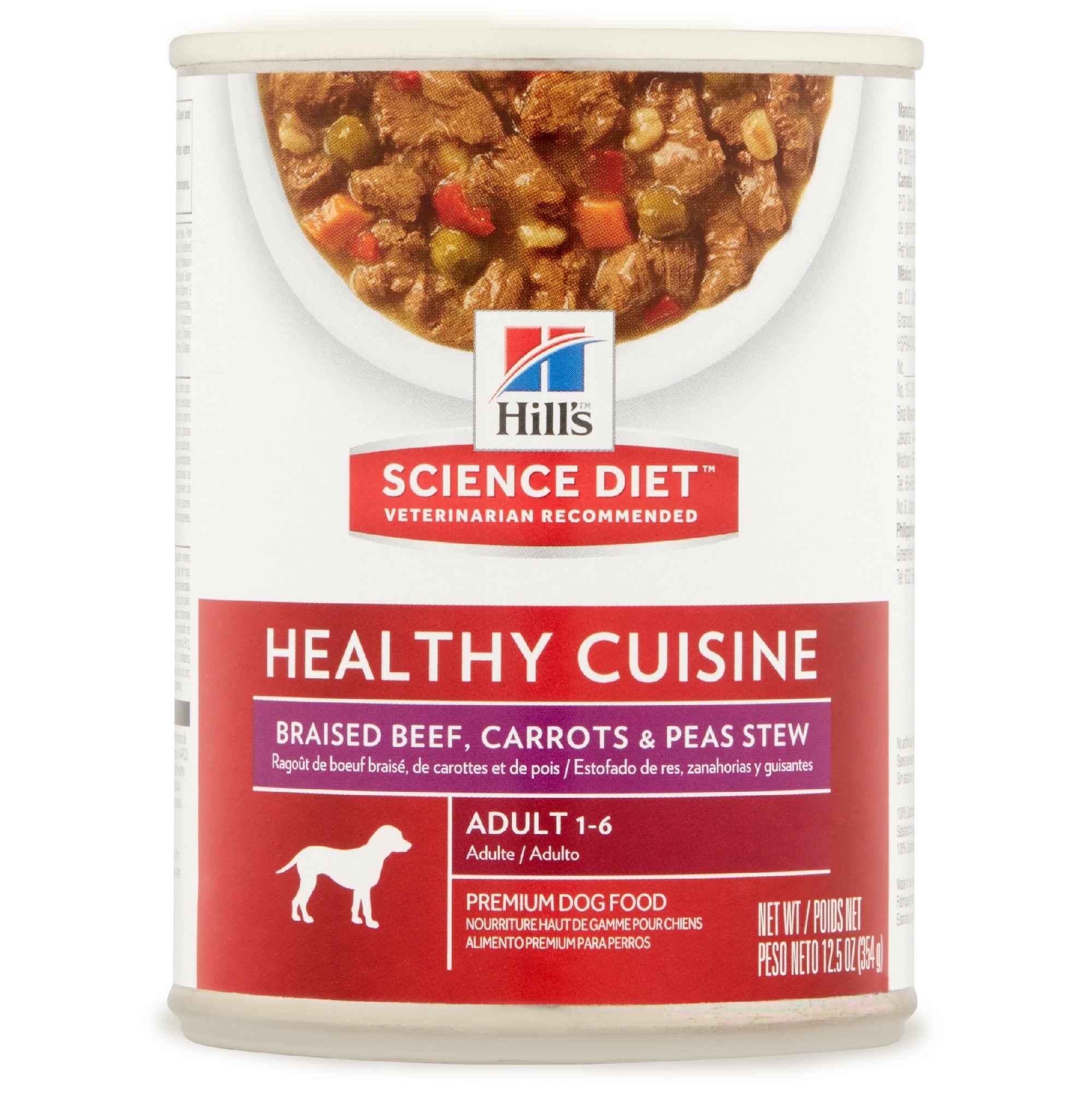 Hill's Science Diet Healthy Cuisine Adult Braised Beef, Carrots & Peas Stew Canned Dog Food, 12.5 Oz.