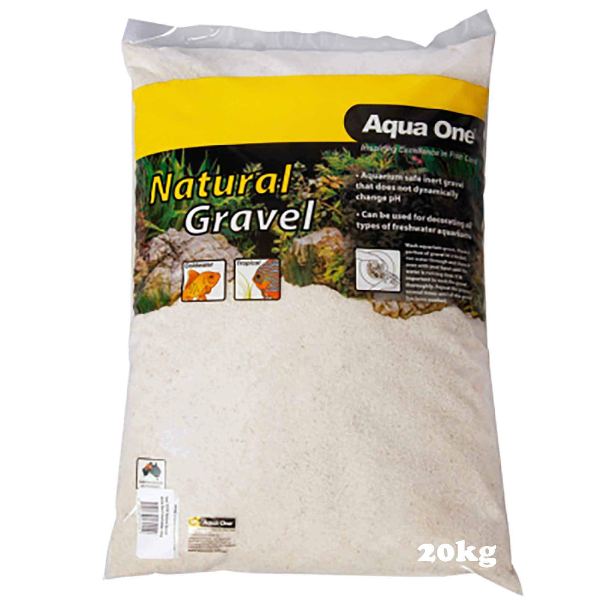 AQUA ONE NATURAL GRAVEL WHITE SAND 20KG