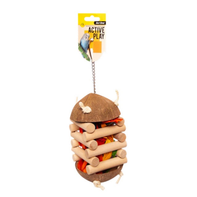 AVI ONE BIRD TOY COCONUT FORAGING HUT 30CM