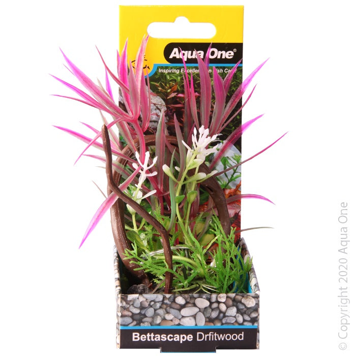 AQUA ONE BETTASCAPE SPIDER LEAVES ON DRIFTWOOD PINK
