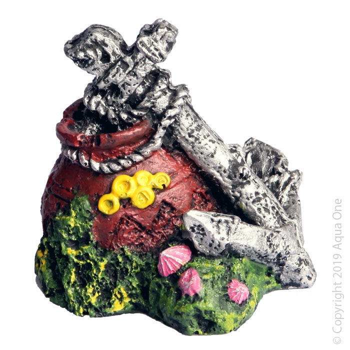 AQUA ONE ORNAMENT MINI RUINED ANCHOR VASE 7X5.5X6.5CMH