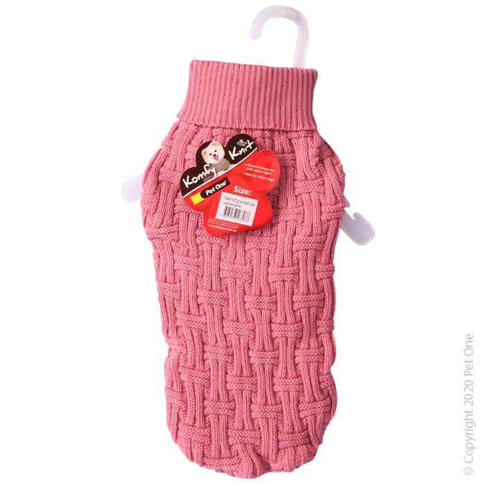 PET ONE DOG COAT KOMFYKNIT JUMPER ICELANDIC 40CM DARK PINK