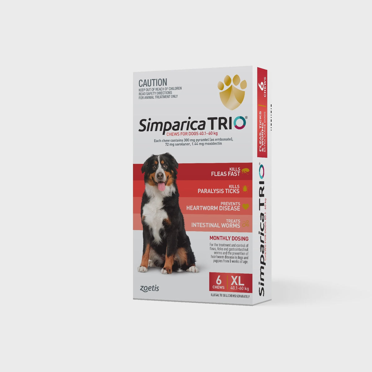 SIMPARICA TRIO DOG 40.1-60KG RED XL 6PK