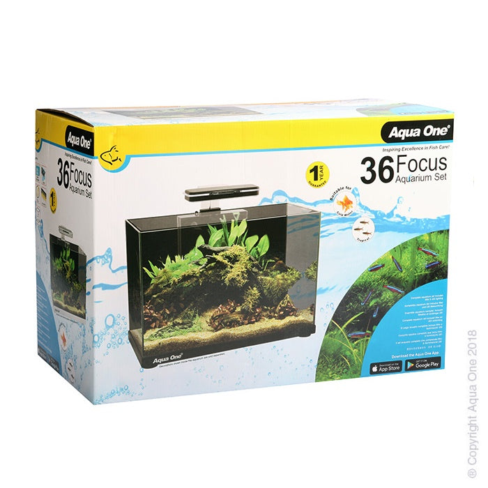 AQUA ONE FOCUS 36 L GLASS AQUARIUM 50L X 25D X 34CM H
