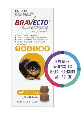 BRAVECTO YELLOW 2-4.5KG 6 MONTH CHEW