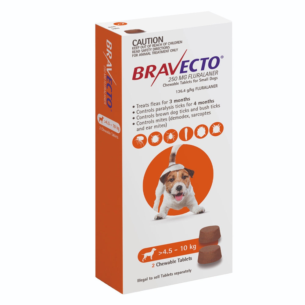 BRAVECTO ORANGE 4.5-10KG 3 MONTH CHEWS (2) 