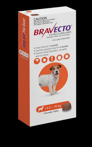 BRAVECTO ORANGE 4.5-10KG 3 MONTH CHEWS (2) 
