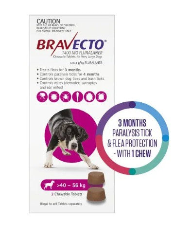 BRAVECTO PINK 40-56KG 6 MONTH CHEWS