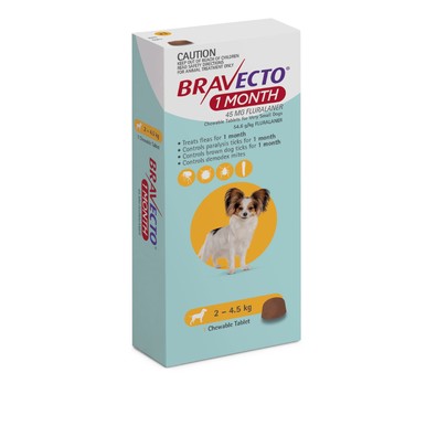 BRAVECTO YELLOW 2-4.5KG 1 MONTH CHEW