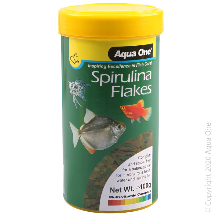 AQUA ONE SPIRULINA FLAKE FOOD 100G