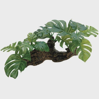 REPTILE ONE ORNAMENT DRIFTWOOD WITH PLASTIC PLANT MD 37X24X18CM
