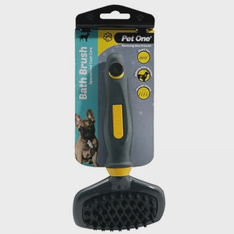 PET ONE SMALL DOG BATH BRUSH FOR DOG BREEDS WITH SHORT HAIR