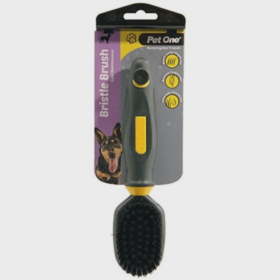 PET ONE SMALL DOG BRISTLE BRUSH STIMULATED & MASSAGES SKIN - SMOOTH COAT
