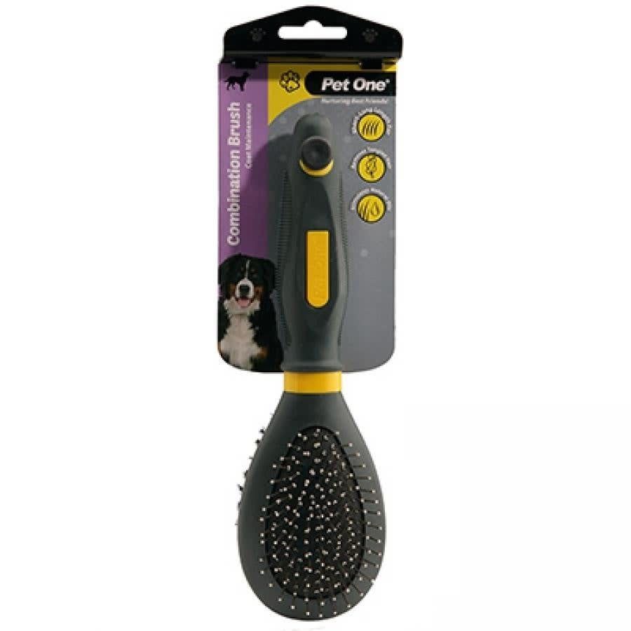 PET ONE Large Combination Bristle & Metal Pin Brush Removes Lightly Tangled Fur 