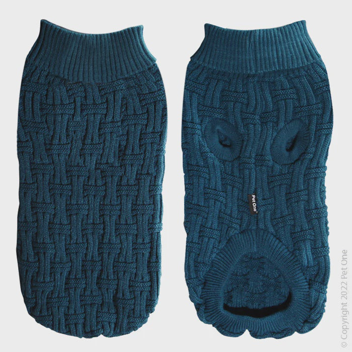 PET ONE DOG COAT KOMFYKNIT JUMPER ICELANDIC 55CM DARK TEAL