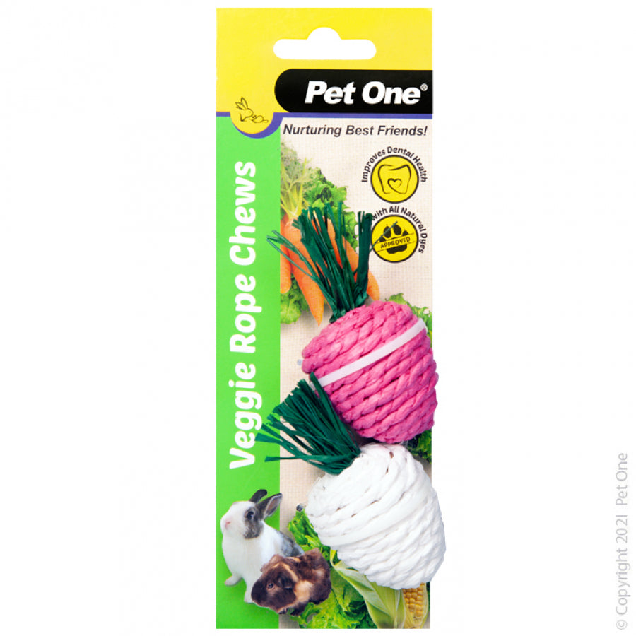 PET ONE VEGGIE ROPE FOR SMALL ANIMALS TWIN PACK RADISH