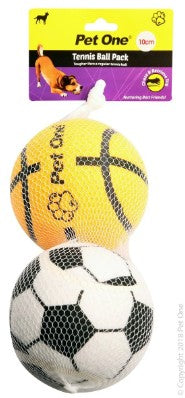 PET ONE TENNIS BALL 2-PACK 10CM