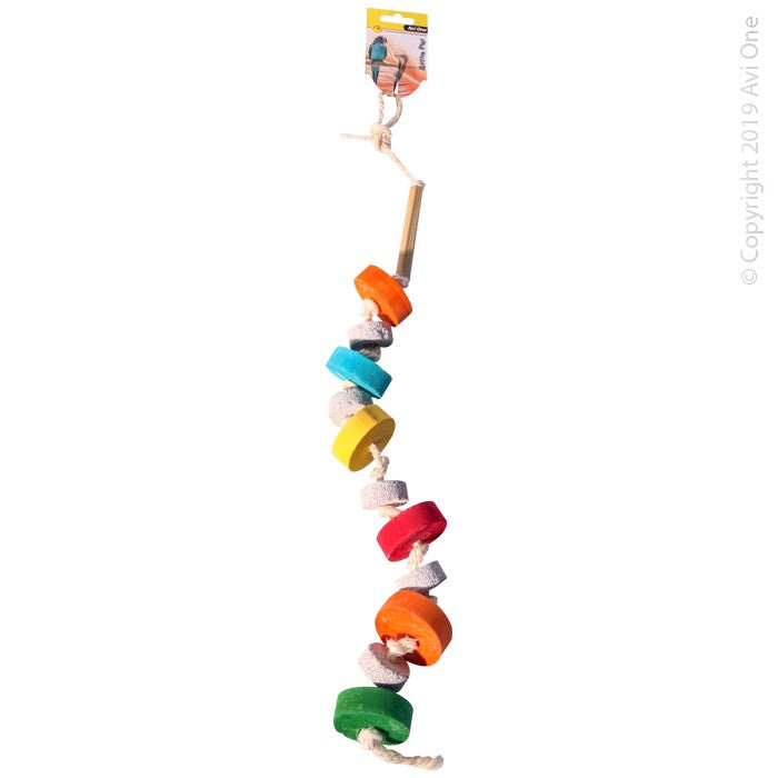 AVI ONE BIRD TOY LANYARD WOODEN BLOCKS WITH PUMICE 