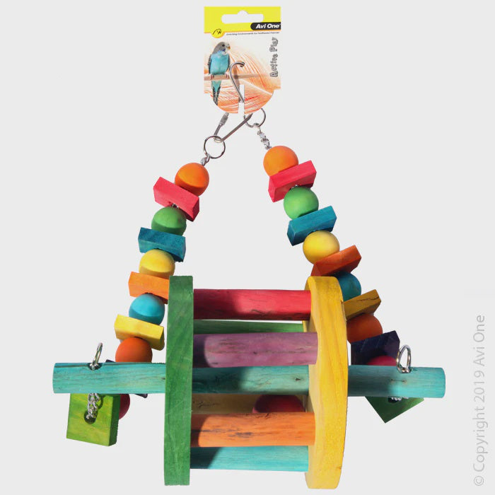 AVI ONE PARROT TOY WOODEN SWING WITH WHEEL LARGE 23.5X12X37.5CM