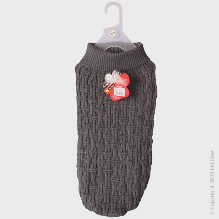 PET ONE DOG COAT KOMFYKNIT JUMPER ICELANDIC 50CM DARK CHARCOAL