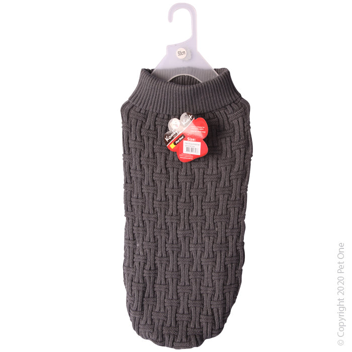 PET ONE DOG COAT KOMFYKNIT JUMPER ICELANDIC 50CM DARK CHARCOAL