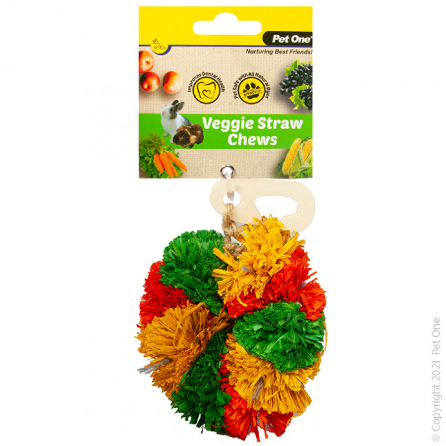 PET ONE VEGGIE STRAW CHEW DONUT HANGING 9CM