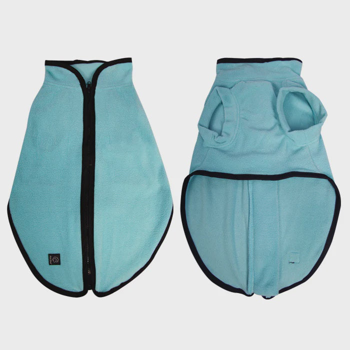 PET ONE DOG COAT JUMPSUIT 40CM HEAVY FLEECE ZIP UP LIGHT BLUE