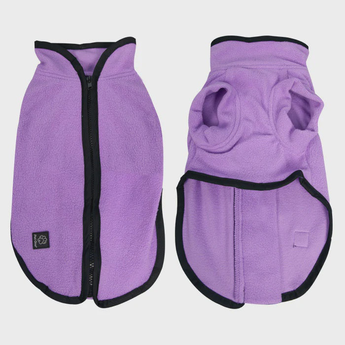 PET ONE DOG COAT JUMPSUIT 30CM HEAVY FLEECE ZIP UP PURPLE