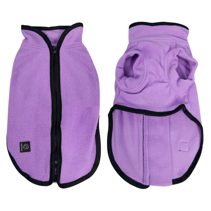 PET ONE DOG COAT JUMPSUIT 35CM HEAVY FLEECE ZIP UP PURPLE