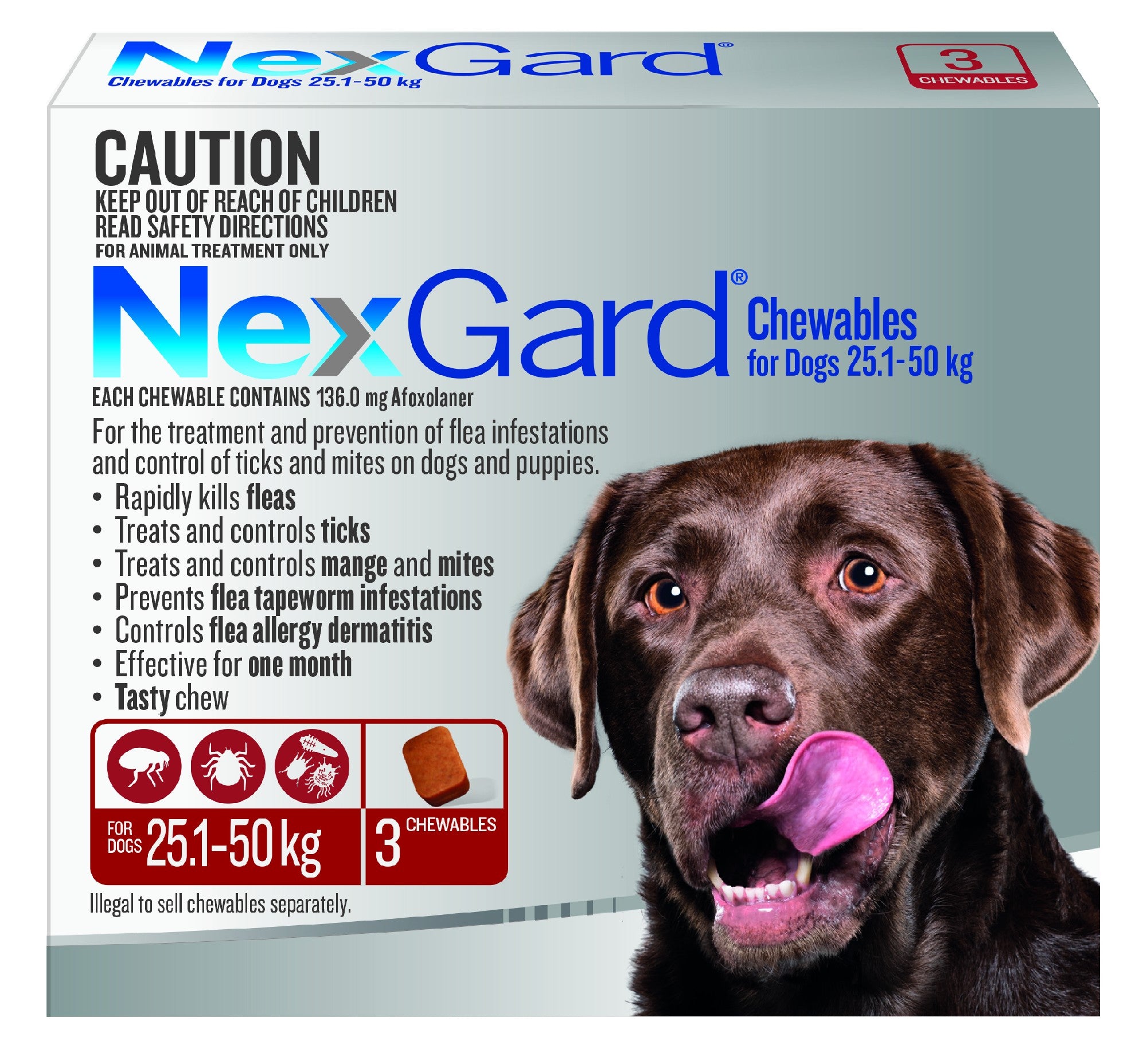 NEXGARD DOG 25.1-50KG 3PK