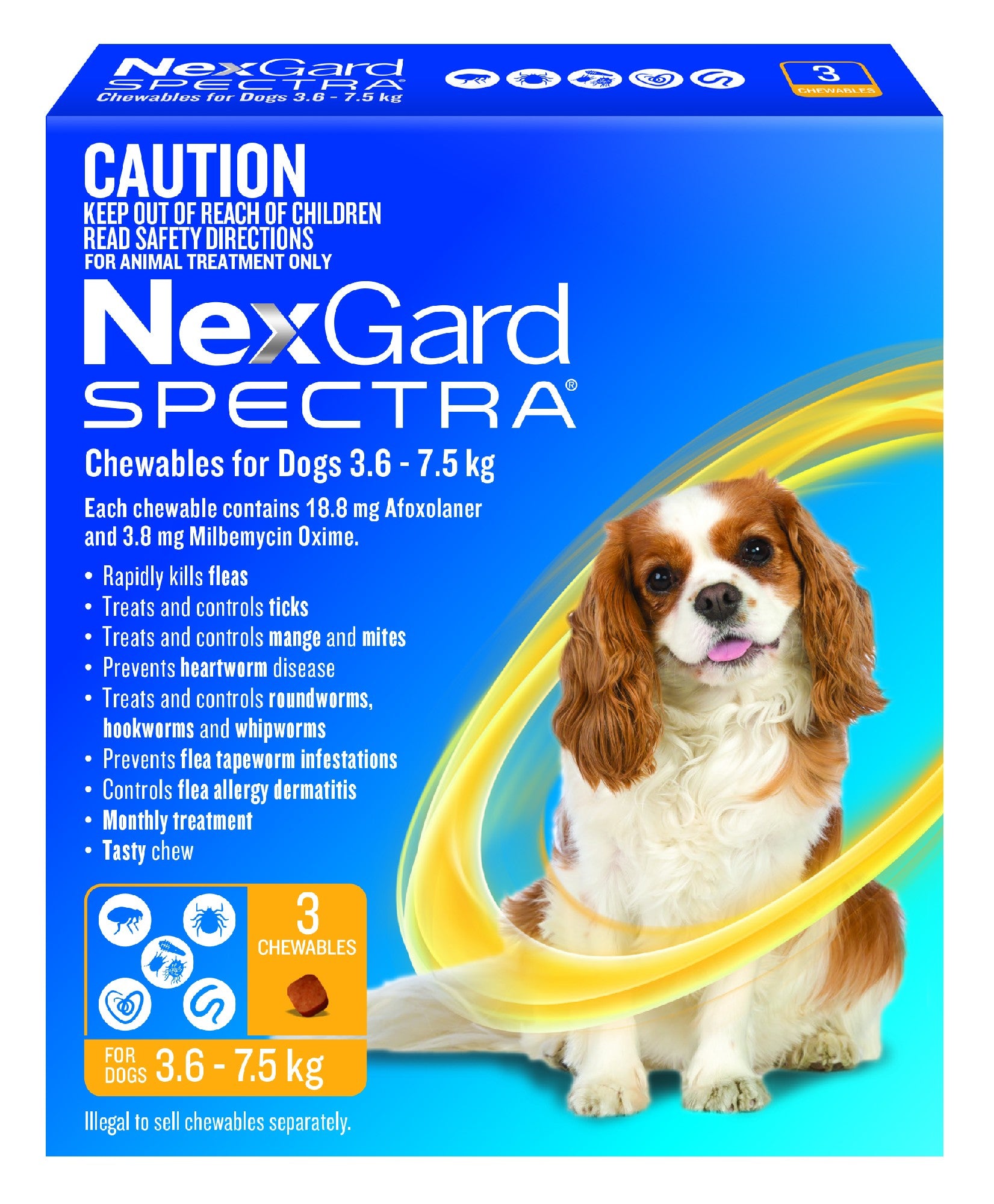 NEXGARD SPECTRA DOG 3.6-7.5KG 3PK