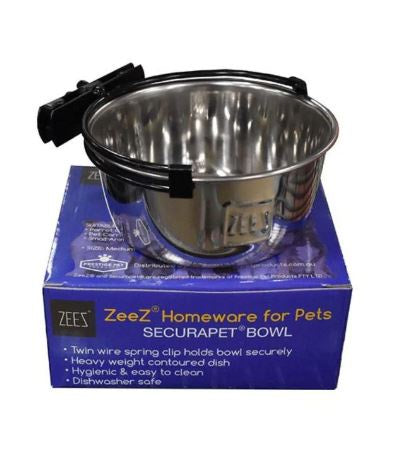 ZEEZ SECUREAPET STAINLESS STEEL BIRD BOWL 900ML