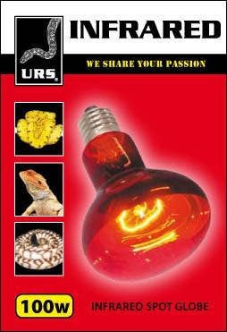 URS 100 Watt Infrared Spot Heating Globe Bulb for Reptiles, Snakes, Lizards