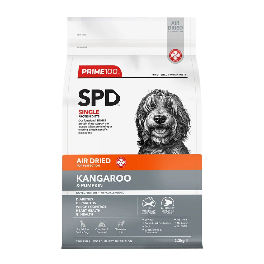 Prime100 SPD Air Dried Kangaroo & Pumpkin Dry Dog Food (2.2kg) [FL:KANGAROO SZ:2.2]