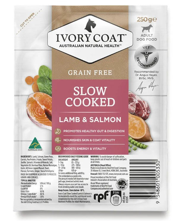 IVORY COAT SLOW COOKED LAMB AND SALMON 250G (SINGLES)