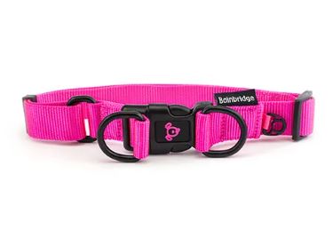 BAINBRIDGE NYLON DOUBLE RING COLLAR PINK L