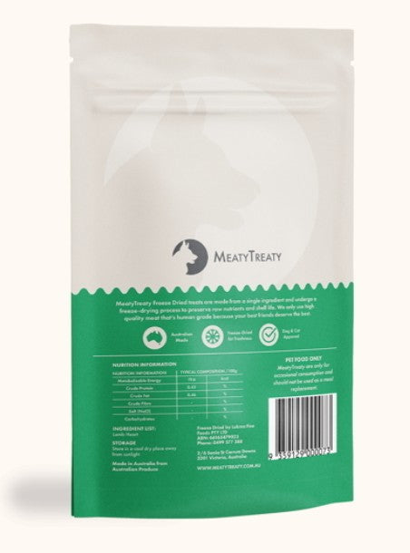 MEATY TREATY FD LAMB HEARTS 100G