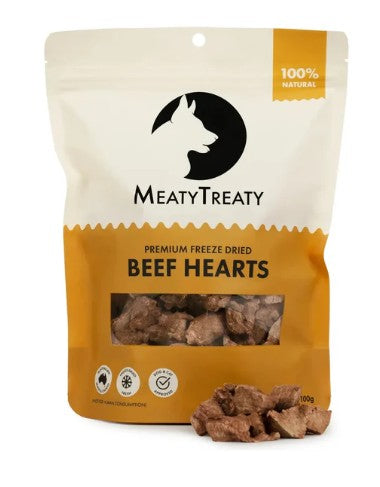 MEATY TREATY FD BEEF HEARTS 100G