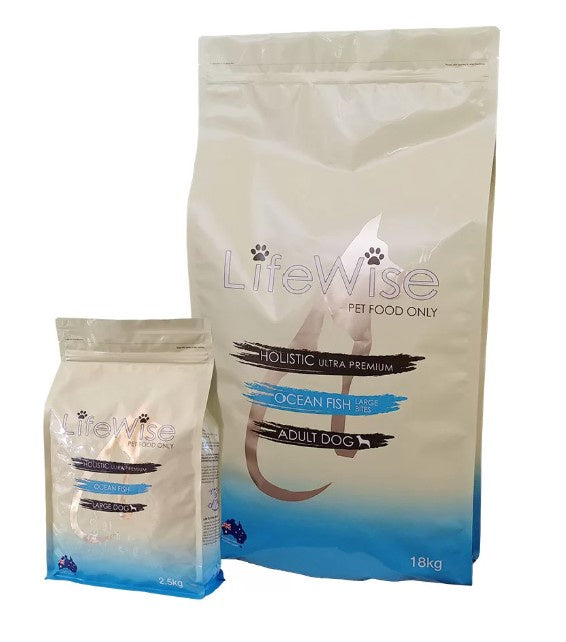 LIFEWISE DOG OCEAN FISH W LAMB & VEG LARGE BITES 18KG